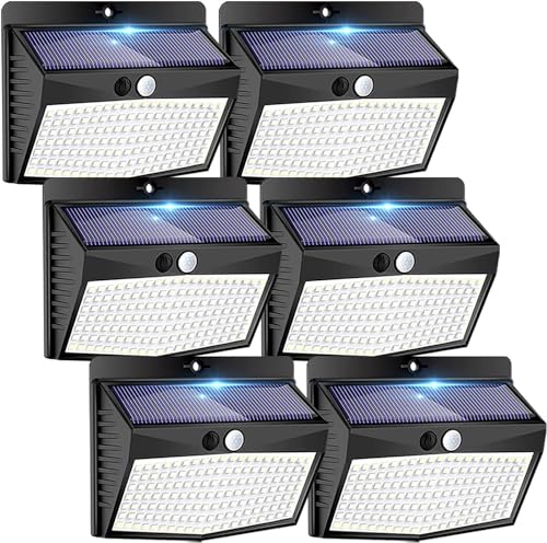 Peasur [6 Packs] Solar Lights Outdoor Motion Sensor Solar Security Lights Waterproof with 3 Lighting Modes Solar Powered W...