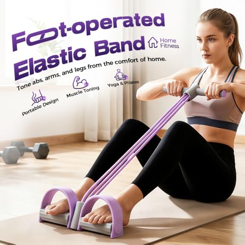 Pedal Resistance Bands with Handles,Upgrade Elastic Yoga Resistance Band, 6Tubes Manual Training Pedal, Natural Rubber Foo...