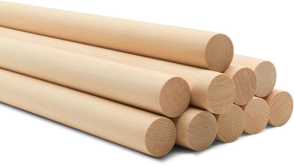 Wooden Dowel Rod, 1 Inch x 36 Inch Wood Dowels, Pack of 50 Wooden Dowels for Crafts, Unfinished Hardwood Wooden Dowels Rods, Strong Wood Rod Dowels for Crafting and DIYers