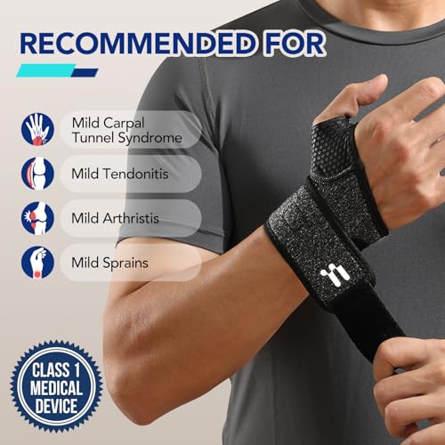 Wrist Brace with Soft Thumb Opening for Mild Carpal Tunnel Tendonitis Arthritis Sprains (Not for Thumb), Compression Hand ...