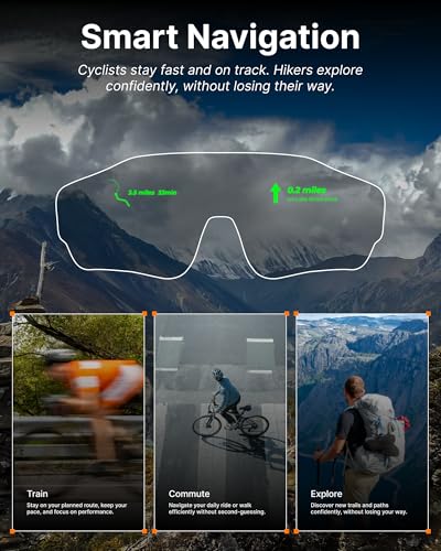 cybersight ZENITH Display Sports Glasses, for Cycling and Hiking, Smart AI/AR Sports Sunglasses, Real-Time HUD Display, Sm...