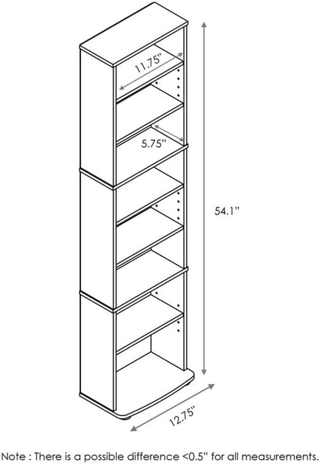 Pemberly Row Engineered Wood Space Saving Multimedia Storage Tower in Espresso