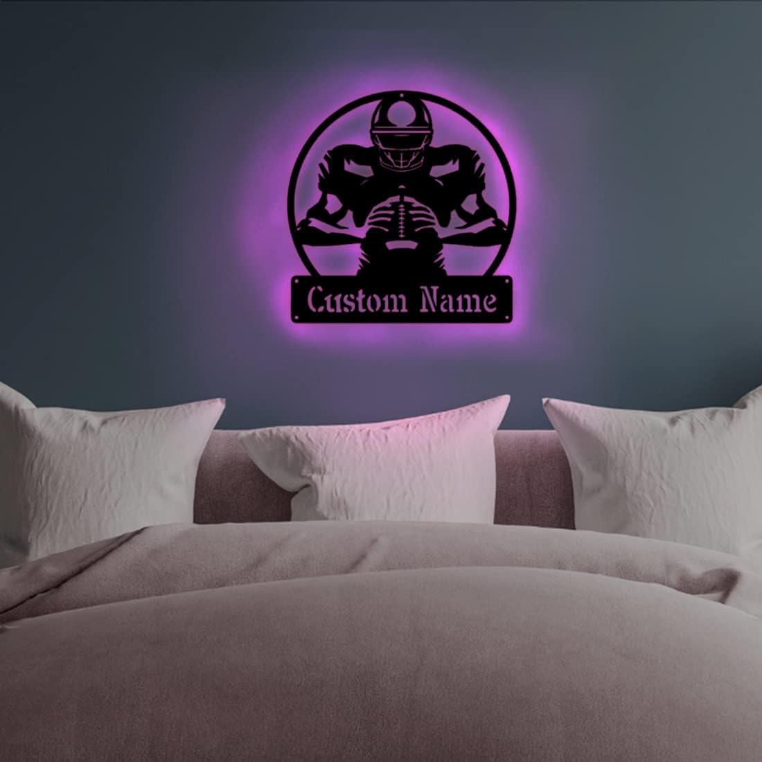 Personalized Name 7 Colors Football lamp Custom Football Wall Art Night Light LED Name Sign Gift for Boys Men Girls Football Lover