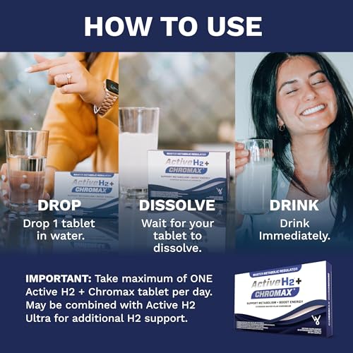 Active H2+ Chromax – Hydrogen Water Tablets with Chromium – Supports Metabolism and Energy – Molecular Hydrogen and Chromi...