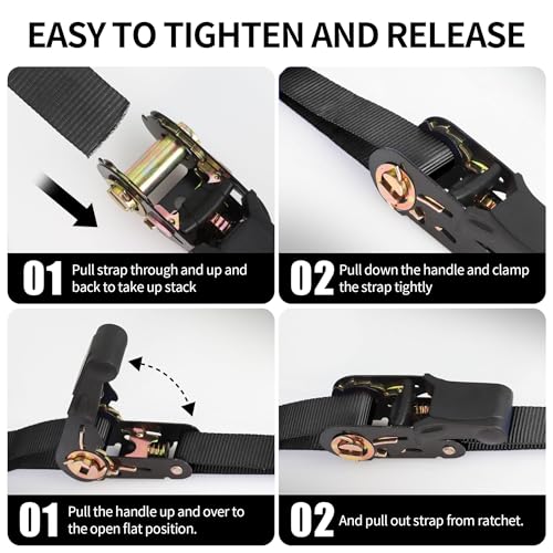 Cartman 1" x 15' Ratchet Tie Down up to 1500lbs 6pk in Carry Bag, Cargo Straps