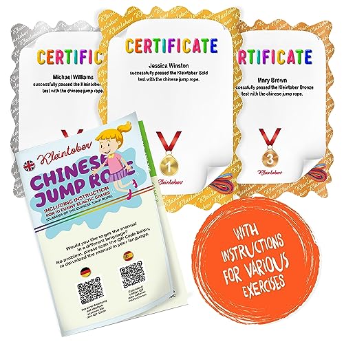 Kleintober I Chinese Jump Rope I Rubber Twist I Gummitwist I Indoor and Outdoor Toys I Stretchy Rope for Kids I with Instr...