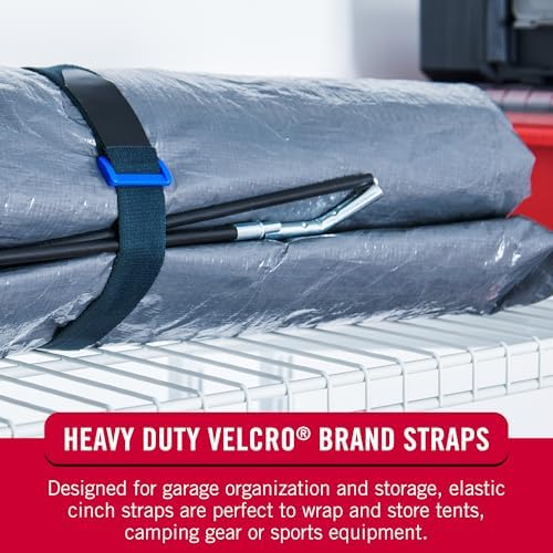 VELCRO Brand 30 Inch Elastic Straps 4 Pack, Use as Yoga Mat Straps, Fasten Outdoor Umbrellas, Wood, Tarps, Blankets, Poles...