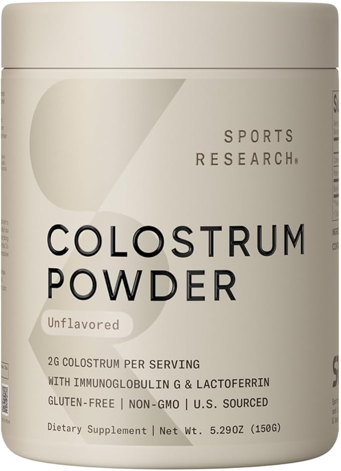 Sports Research® Colostrum Powder – No Fillers Easy to Mix – Formulated to Support Workout Performance, Immunity & Gut Health w/Antibodies, Non-GMO & Gluten Free - 75 Servings Unflavored