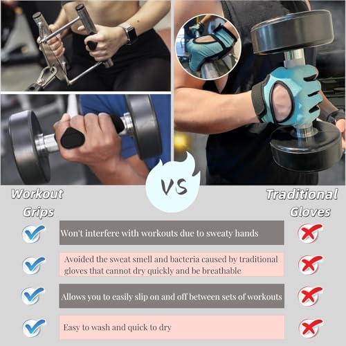 Jopplim Anti-Slip Workout Grips, Ergonomic Workout Gloves, Weight Lifting Grips, for Men and Women, Silicone Gym Grips Pad...