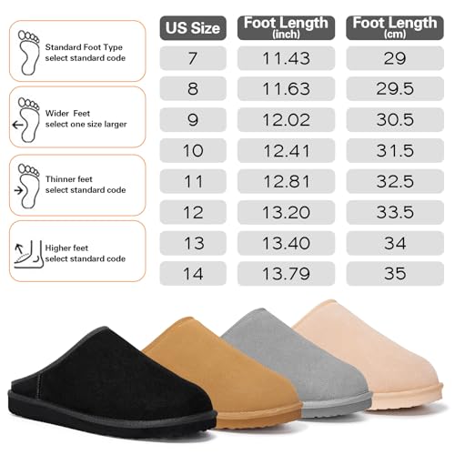 FITORY Men’s Winter Genuine Leather Slippers, Comfy Memory Foam Suede Shoes with Warm Fleece-Lined for Indoor and Outdoor ...
