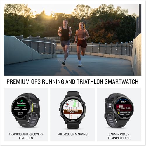 Garmin Forerunner 970 (Carbon Gray DLC Titanium/Translucent Black) Premium GPS Running & Triathlon Smartwatch - Bundle wit...