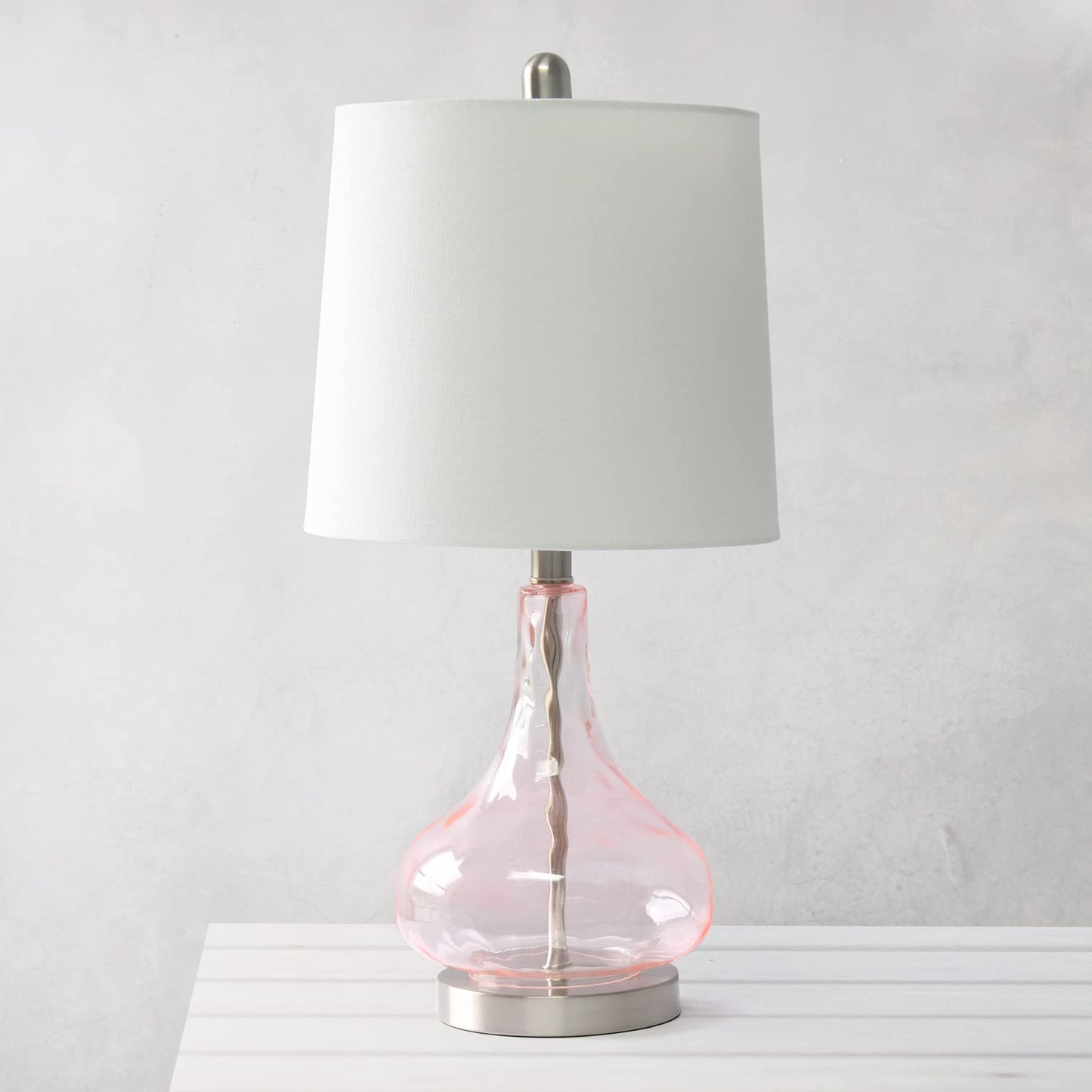 Elegant Designs Modern Bedside Table Lamp, 23.25in Pink Rose Quartz, Fabric Shade, Model LT3326-RQT, 11inL x 11inW