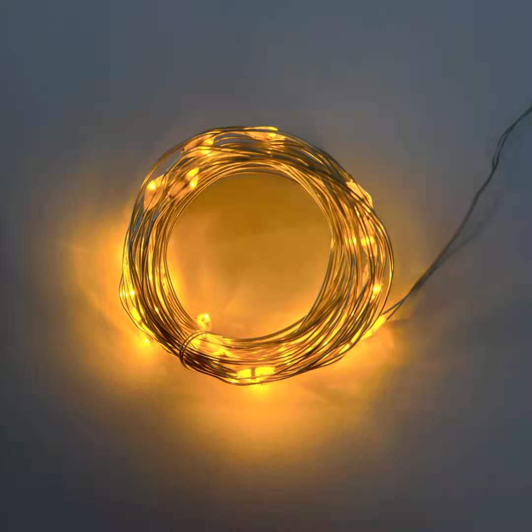Everfit Lighting Mini LED Fairy Lights, 50 Count, 10ft Silver Wire, Battery Operated, Yellow, Model BC, Timer 6 Hours On/18 Hours Off