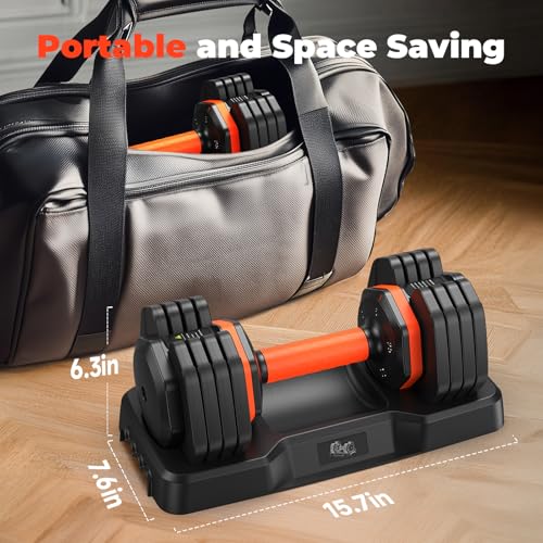 FLYBIRD Adjustable Dumbbell Set of 2, 110LB/50LB Weights Dumbbell Set for Home Gym Exercise & Fitness, Fast Change Weights...
