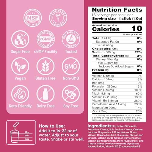Venture Pal Sugar Free Electrolytes Powder Packets - Liquid Daily IV Hydration Packets | Instantly Hydrating & Party Recov...
