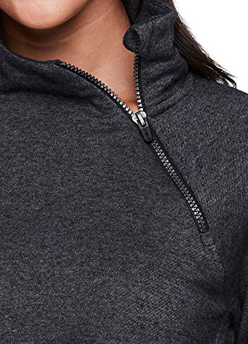 RBX Activewear Women's Fleece Sweatshirt Fashion Pullover With Pockets, Zip Mock Neck and Thumb Holes
