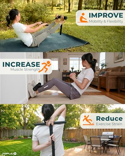Nordic Hamstring Curl & Stretching Strap System, Full Body Flexibility & Strength Training Home Gym Equipment for Legs, Ba...