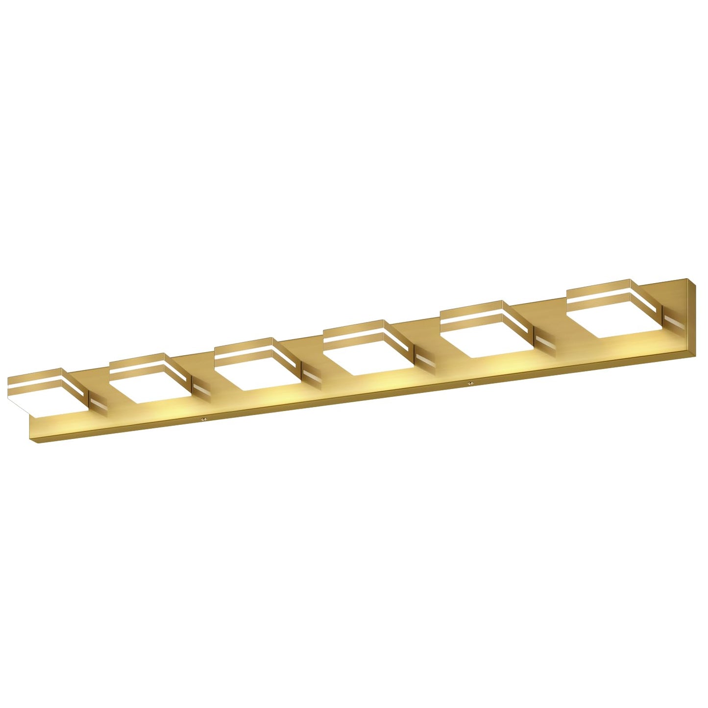 SineRise 6-Light LED Bathroom Vanity Light Fixture, 48-Inch, Brass, Dimmable, Acrylic, Cool White 6000K