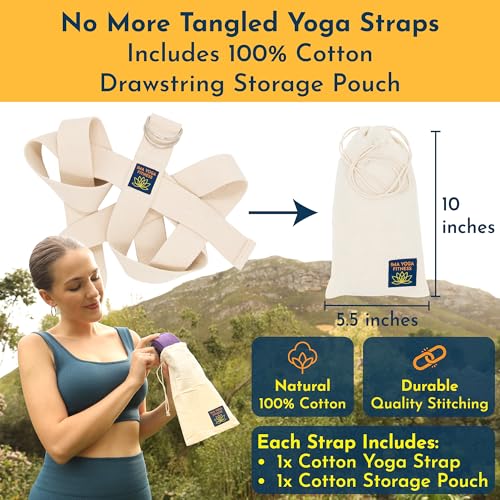 Ima Yoga Fitness - Adaptive Yoga Strap, Stretching Strap, 2 Inches Wide, 100% Naturally Soft Cotton, Steel D-Rings, Includ...