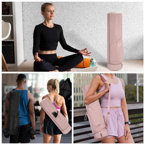 sportsnew Yoga Mat Bag, Full Zip Cargo Yoga Mat Carrier Bag with Drawstring Water Bottle Pocket and Bottom Wet Pocket, Exe...