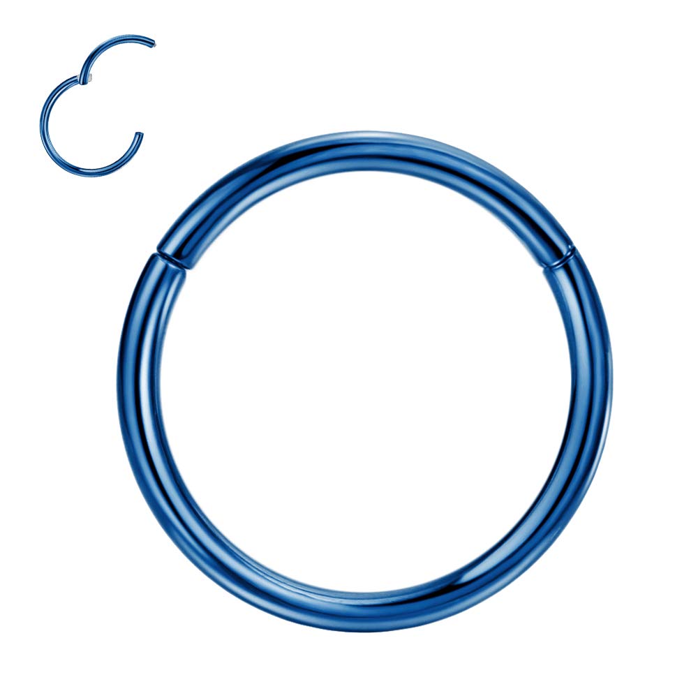 FANSING Blue Titanium Nose Rings for Women 18G 7mm Nose Hoop 18 Gauge Cartilage Earring Hoops for Helix Earlobe Rook Tragus Sept