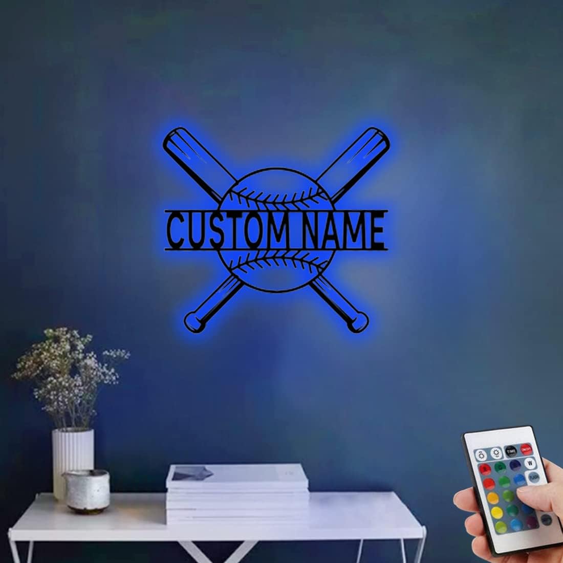 Personalized Name 7 Colors Baseball lamp Custom Baseball Wall Art Night Light LED Name Sign Gift for Men Sports Lover