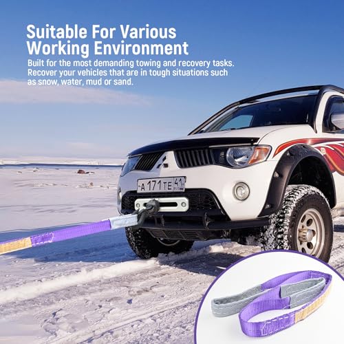 2-PCS 5:1 Safety Factor 1" X3.3' Lifting Slings 2204 lbs Webbing Sling 2 ply Polyester Lifting Strap with Twisted Eye & Ey...
