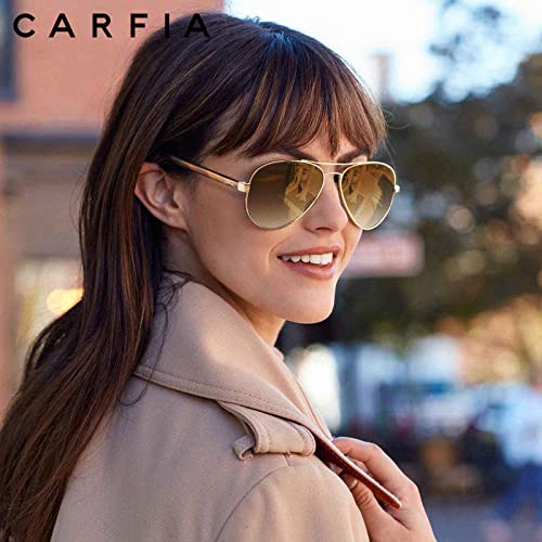 CARFIA Polarized Sunglasses for Women UV Protection Acetate Arms Metal Frame Woman's Shades CA3216