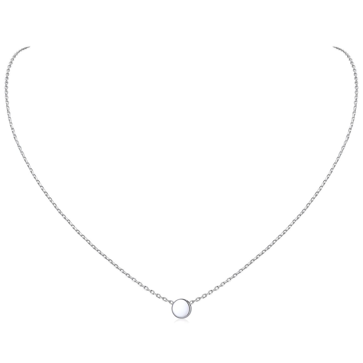 925 Sterling Silver Dot Necklace for Women Round Sterling Silver Pendant Necklace for Women