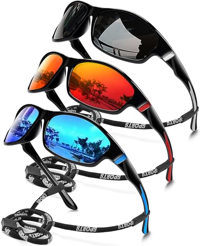 AWGSEE Polarized Sports Sunglasses for Men, UV400 Protection Lightweight Wrap Around Sun Glasses for Cycling Fishing Driving