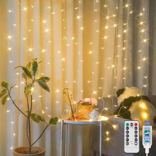 suddus Curtain Lights for Bedroom, 150 Led Hanging String Light Outdoor, Fairy Curtain Lights Indoor for Christmas, Dorm, ...