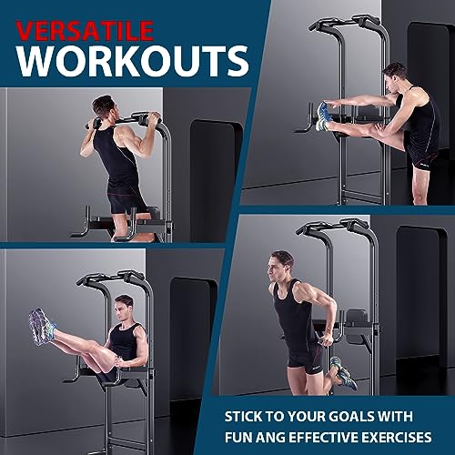Power Tower Adjustable Height Pull Up & Dip Station Multi-Function Home Strength Training Fitness Workout Station for Home...