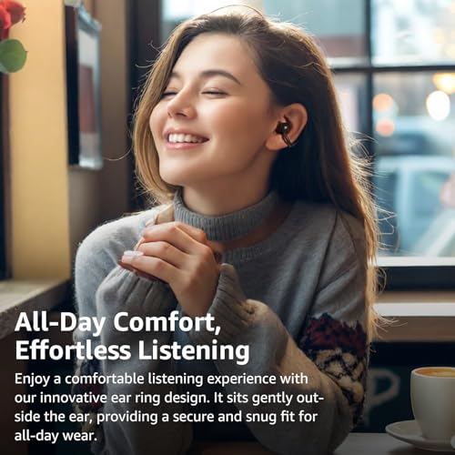 TOZO OpenEarRing True Open Ear Earbuds, Lightweight Comfort Open Ear Clip Wireless Earbuds, 40H Play Bluetooth 5.4 Headpho...