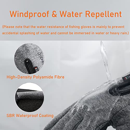 LJCUTE Winter Fingerless Fishing Gloves for Men & Women, Cold Weather Windproof Touchscreen Warm Cycling Gloves for Photog...