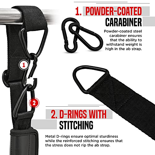 RDX AB Straps for Pull Up Bar Hanging (Pair), Maya Hide Leather, Abdominal Muscle Building Padded Arm Support Slings with ...