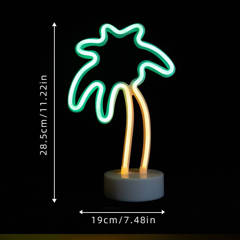 ENUOLI Neon Light Coconut Palm Tree USB Powered LED with Holder Base, Small, Tree Color, Model yNH.Z013