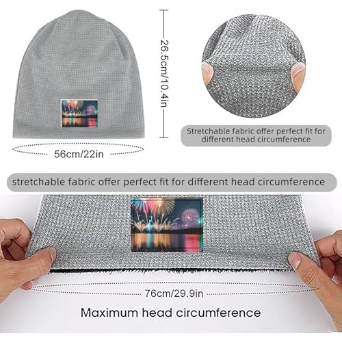YANYU Fireworks Print Lightweight Waffle Pullover Hat Men Women Winter Headwear Outdoor Camping Travel