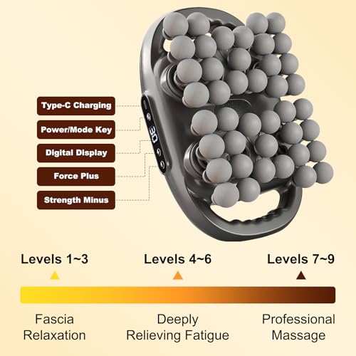 Back Massager with Heat, 42 Heads Hands-Free Electric Back Massager, with 9 Modes & 9 Levels Deep Tissue Massage Gun for P...