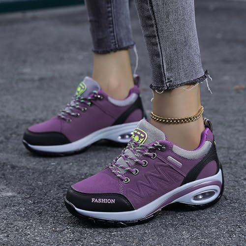 JEUROT Women's Fashion Sneakers Lace-Up Walking Shoes Comfortable Casual Athletic Non-Slip Running Fashion Sneakers