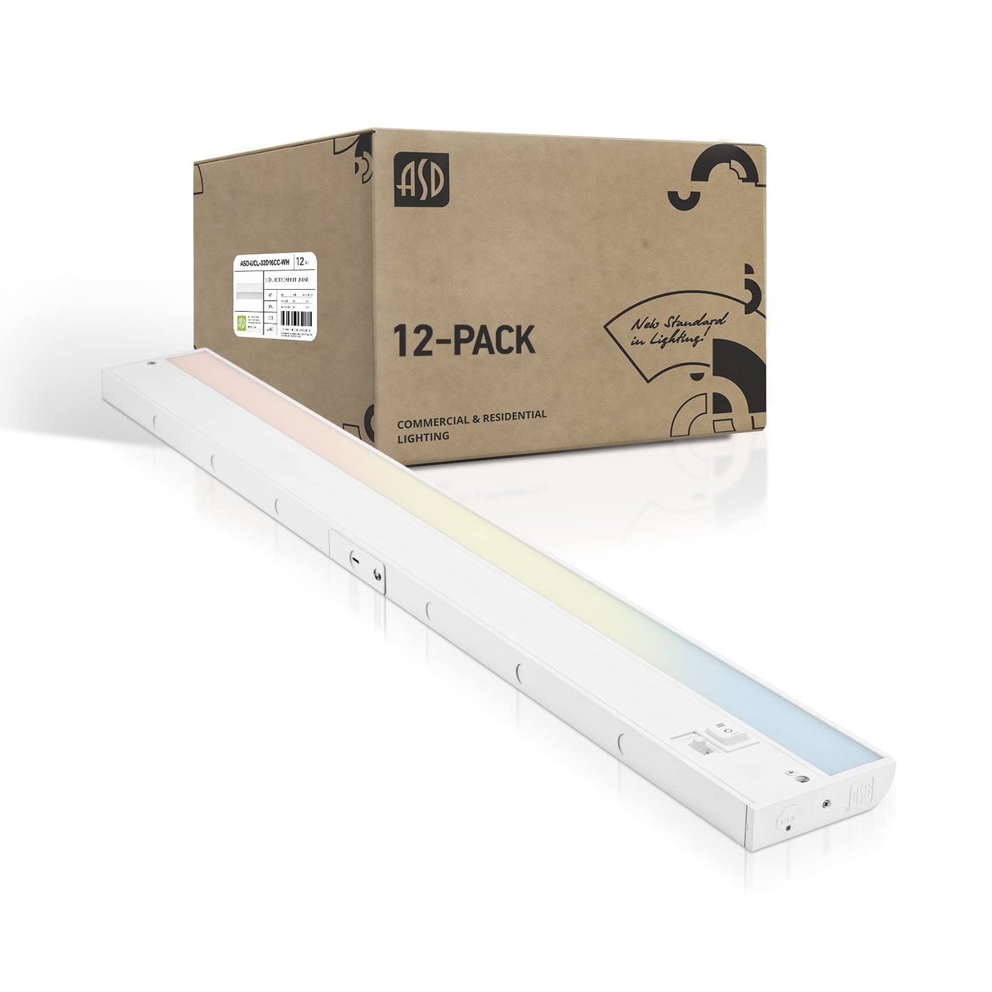 Asd Led Under Cabinet Lighting 32 Inch  Dimmable  Hardwired Or Plug-In Installation  3 Color Levels- 2700K/3000K/4000K  Linkable Kitchen Under Counter Lighting  Etl & Energy Star  White  12 Pack