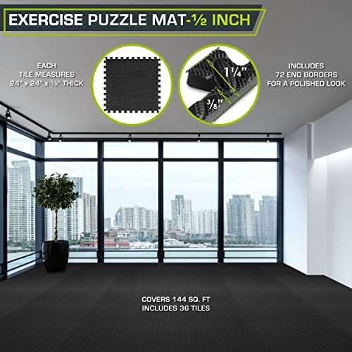 ProsourceFit Puzzle Exercise Mat ½ in, EVA Interlocking Foam Floor Tiles for Home Gym, Mat for Home Workout Equipment, Flo...