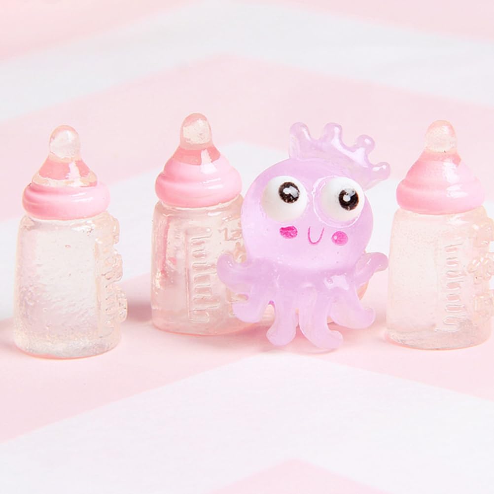 Kisangel 30pcs Miniature Baby Bottles Mini Baby Bottles Plastic s Model Micro Doll s for Shower Games