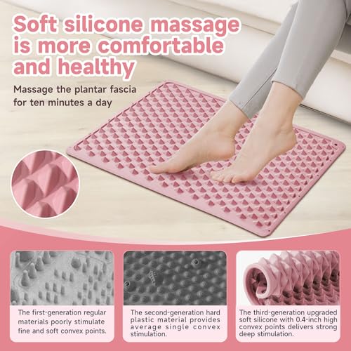 Foot Massage Acupressure Mat, Portable Silicone Reflexology Pad, Moderate Hardness Pressure Point Mat, Anti-Fatigue Mat, C...