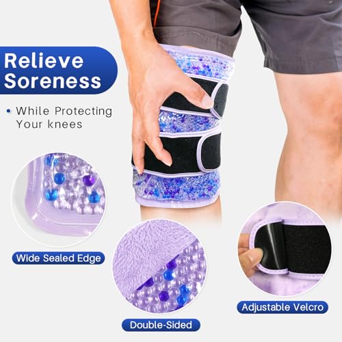 Knee Ice Pack Wrap for Pain Relief Reusable Gel Ice Wrap for Leg Injuries Swelling Knee Replacement Post-Surgery Recovery ...