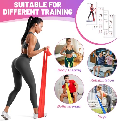5 Pcs Resistance Bands, Professional Exercise Bands Elastic Stretch Bands for Fitness Yoga Pilates Stretching Strength Tra...
