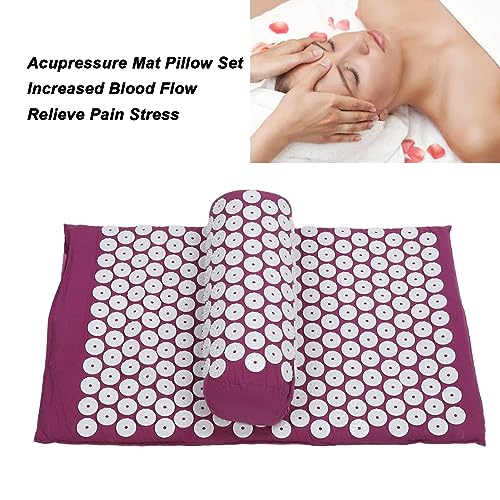 ZJchao Acupressure Mat Set, Muscle Relaxation Stress Reduction Acupuncture Pillow and Mat Kit Point for Sleeping Aid & Rec...