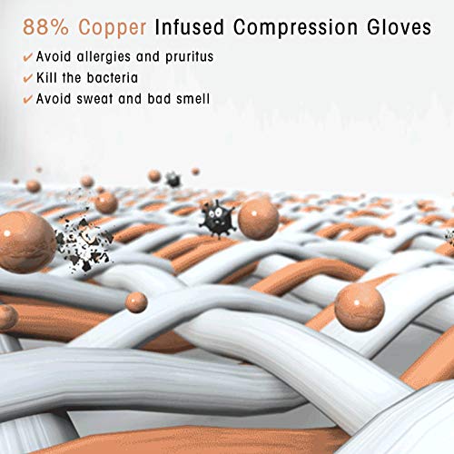 HENOTIC Copper Arthritis Gloves for Women Men, Fingerless Breathable & Moisture Wicking Arthritis Compression Gloves for R...