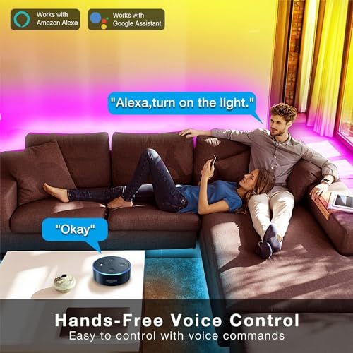 DAYBETTER RGB Led Light Strips Kit Compatible with Alexa and Google Assistant, Smart WiFi Led Strip Lights for Bedroom, Ro...