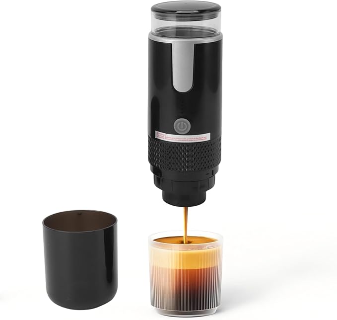 AUNMAS Portable Coffee Machine Travel, Car Espresso Maker Handheld Coffee Maker Manually Operated for Camping Hiking Electric Espresso Machine Compatible for Capsules