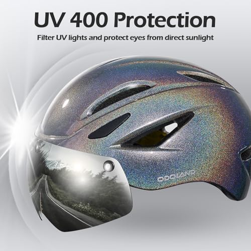 Odoland Bike Helmet with Magnetic Sun Visor for Adults, Glasses-Friendly Design Adjustable Dial Cycling Helmet for Men & W...